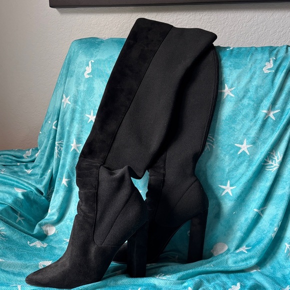 Steve Madden Black Over the Knee Boots sz 8.5 with stable heel and elastic legs - Picture 3 of 14